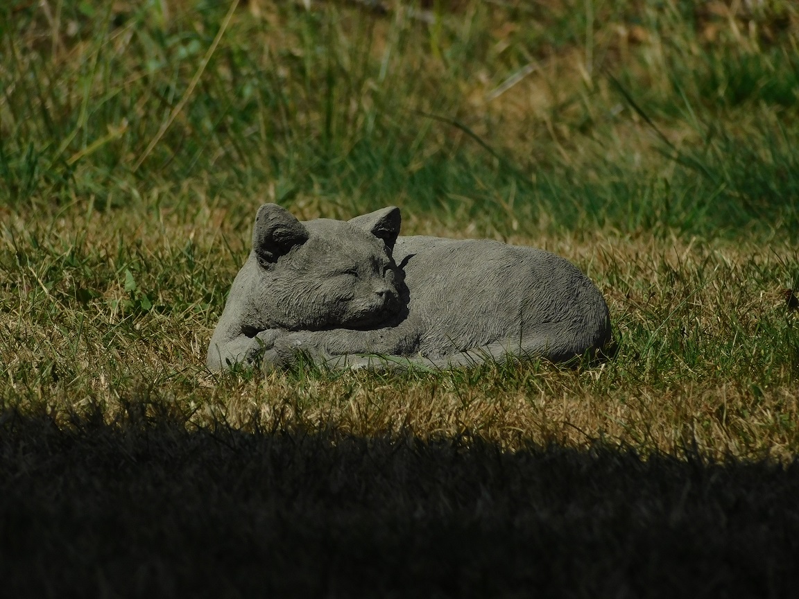 Reclining cat - stone - grey