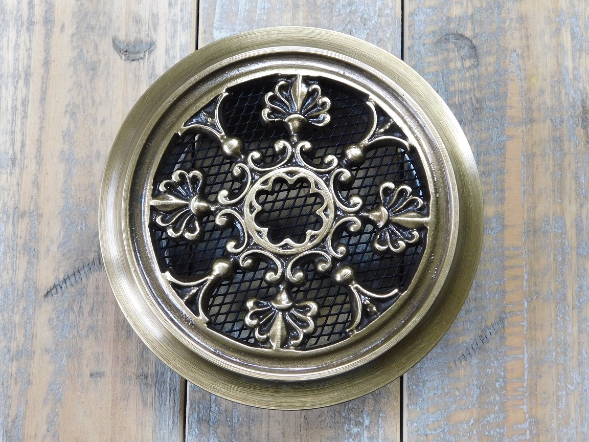 Decorative air grille round - alu - brass colour
