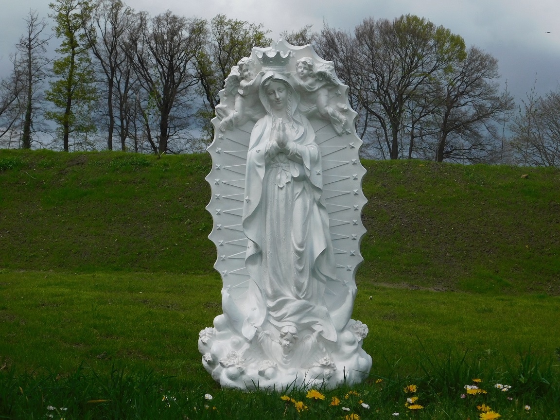 Fors Maria beeld met engelen - polystone - crème-wit