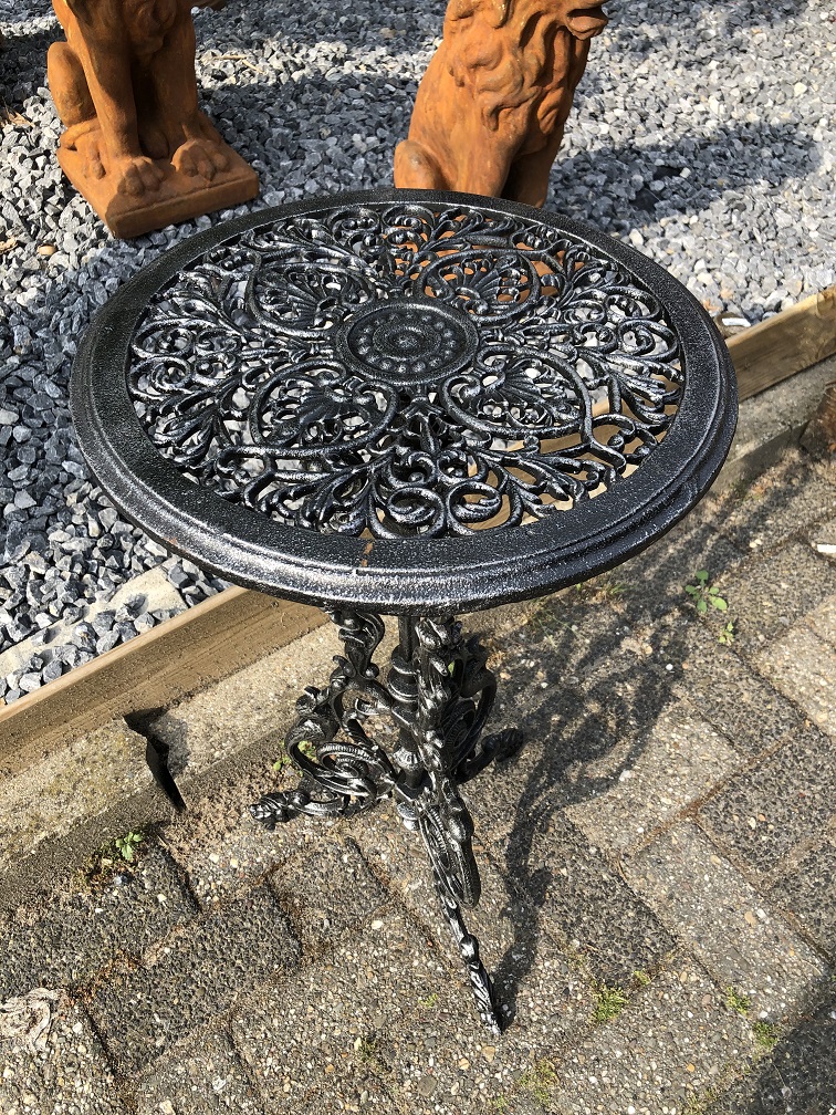 Side table heavy cast iron black, unique and beautiful!
