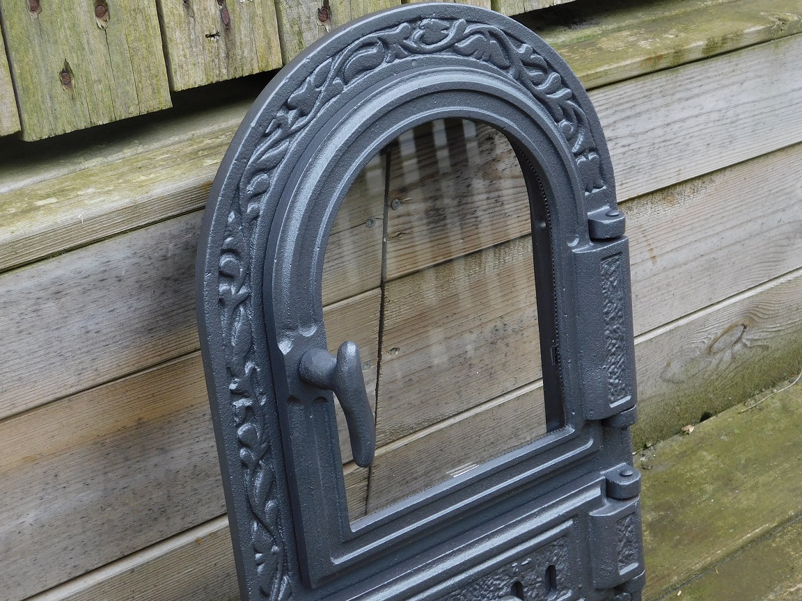 1 oven door for the stove or oven, cast iron + glass + ash shutter
