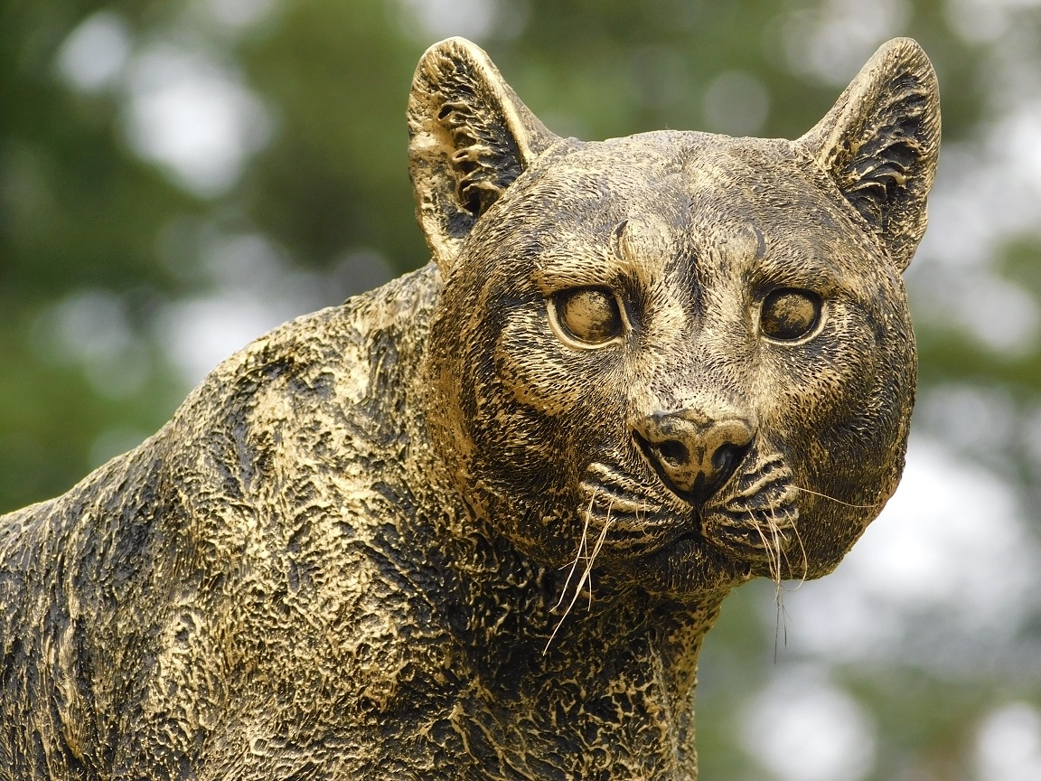 Statue Panther - Gold mit Schwarz - Polystone - Leopard