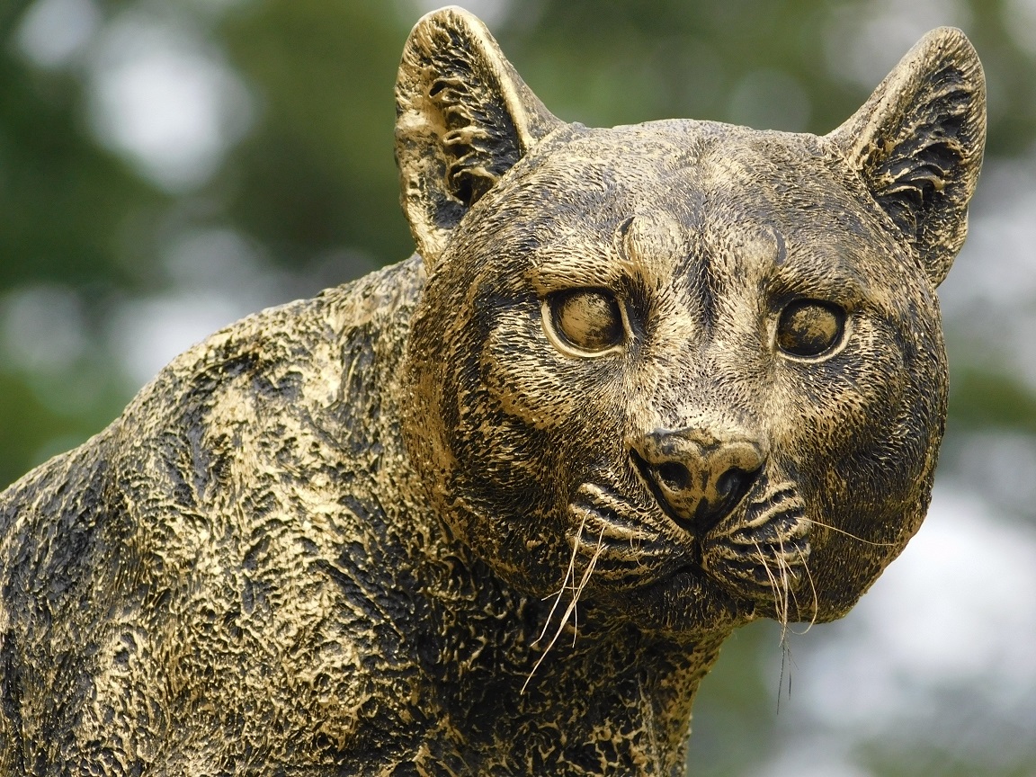 Statue Panther - Gold mit Schwarz - Polystone - Leopard