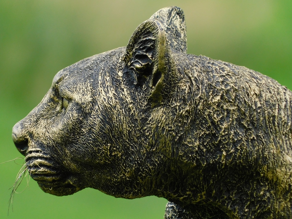 Statue Panther - Gold with Black - Polystone - Leopard
