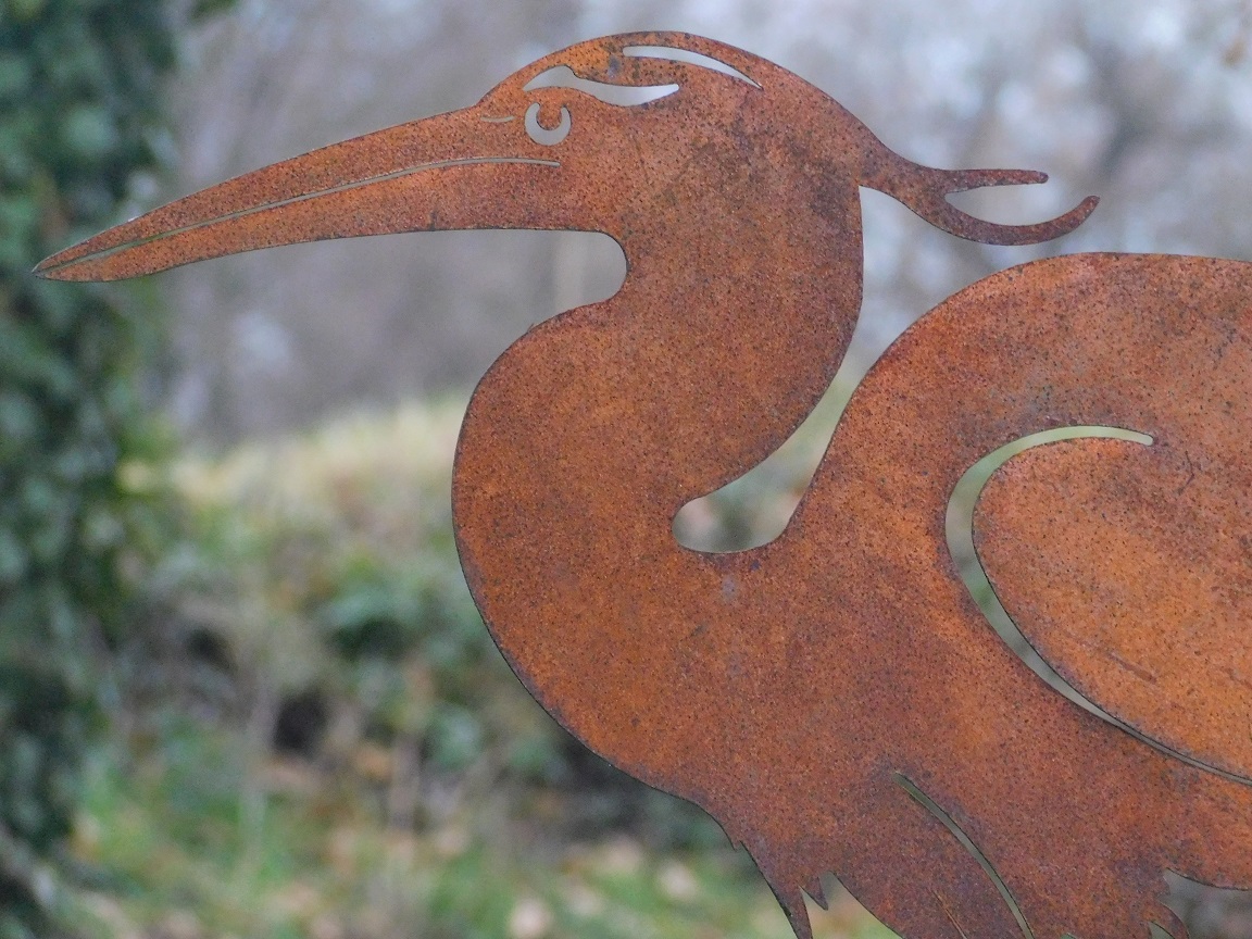 Garten Stick Heron - Silhouette - Rost Metall