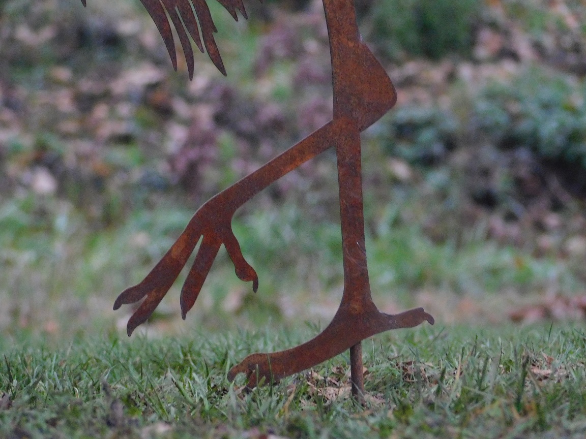 Garden Stick Heron - silhouette - rust metal