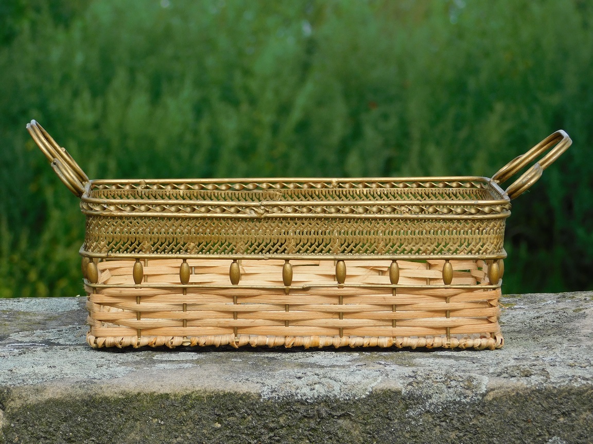 LAST: Vintage Basket of Cane and Iron - Antique Design