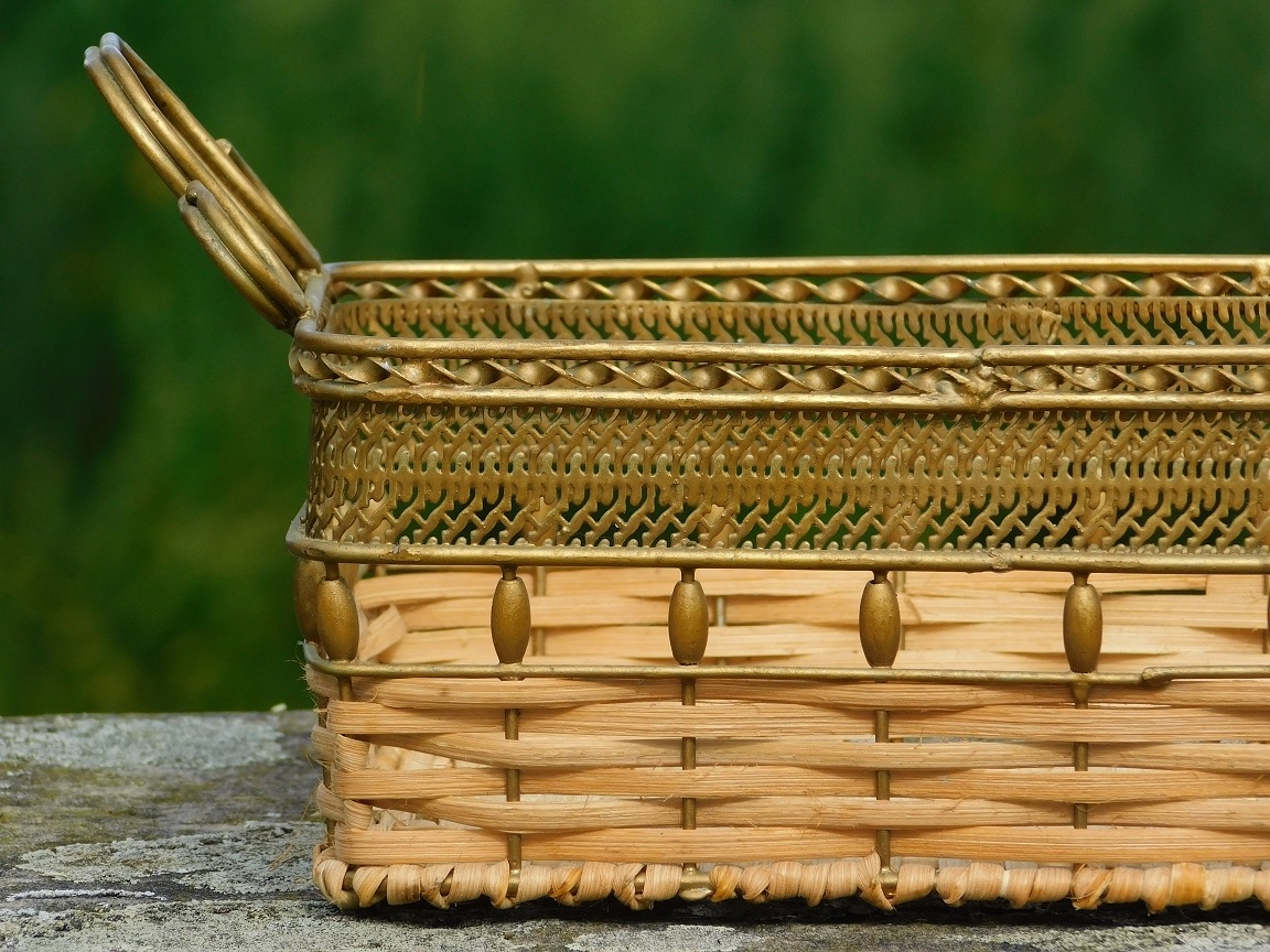 LAST: Vintage Basket of Cane and Iron - Antique Design