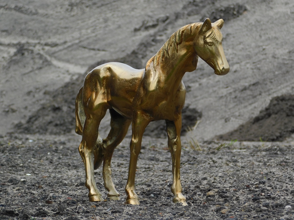 Sculpture horse - gold - alu