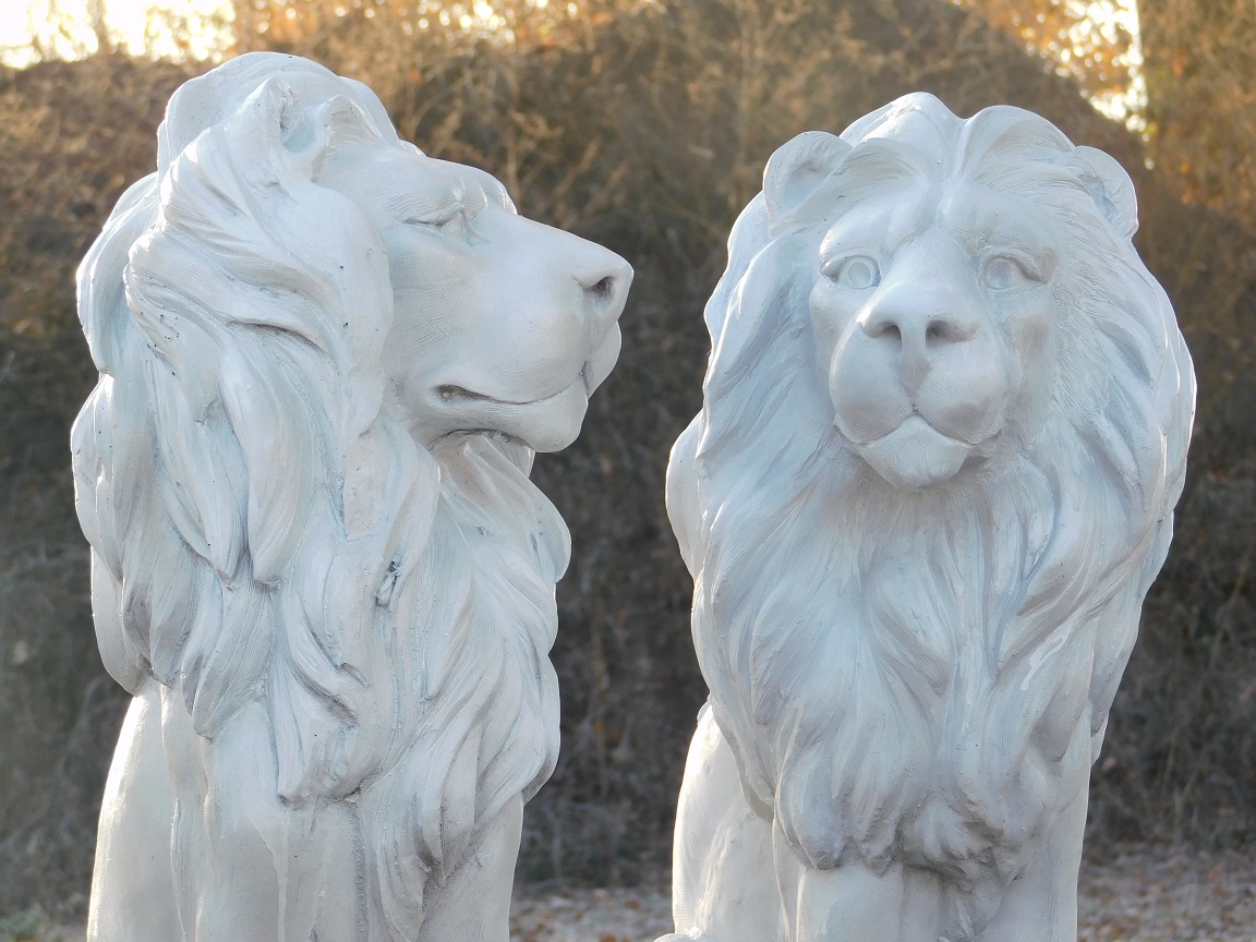 Set leeuwen - links en rechts kijkend - polystone wit