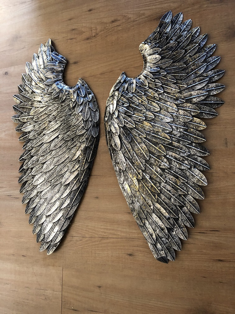 Set metalen aan de muur gemonteerde engelen vleugels, fantastisch fraai!!
