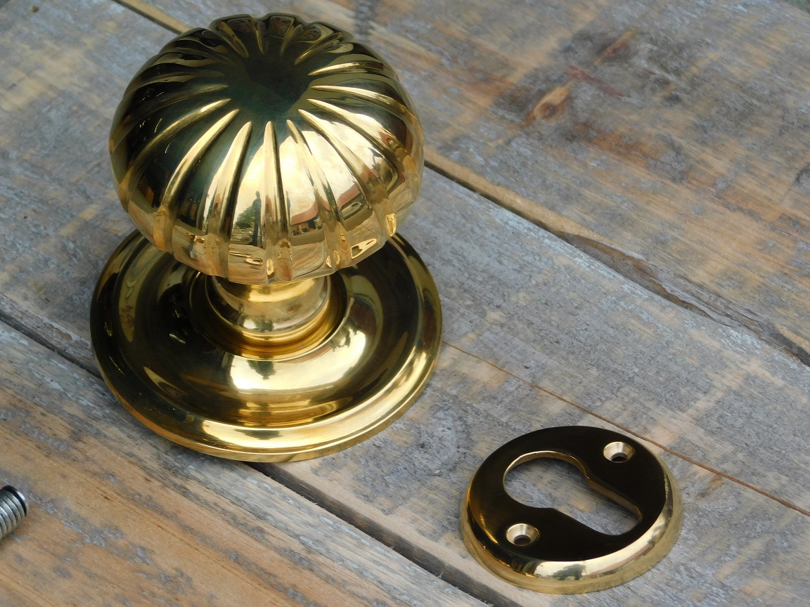 Set of door furniture for front door - PZ - polished brass