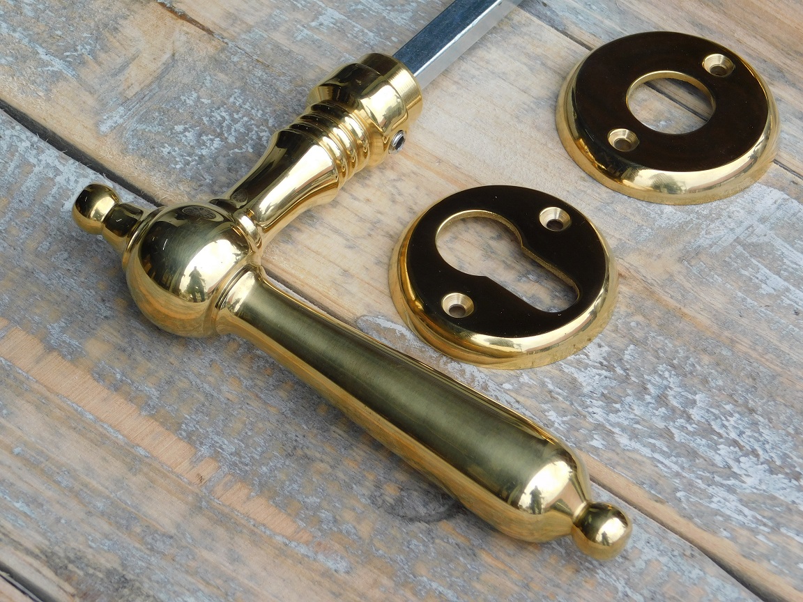Set of door furniture for front door - PZ - polished brass