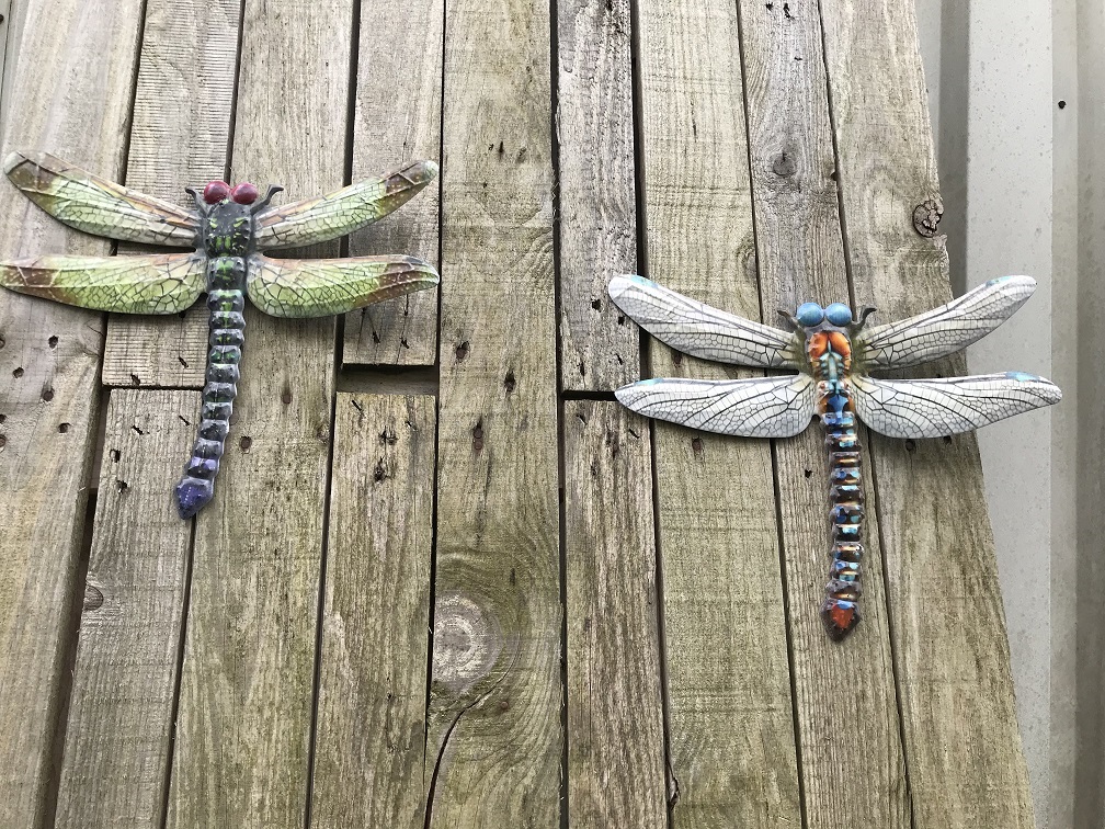 Set libelles, metalen wandornamenten, heel erg mooi!