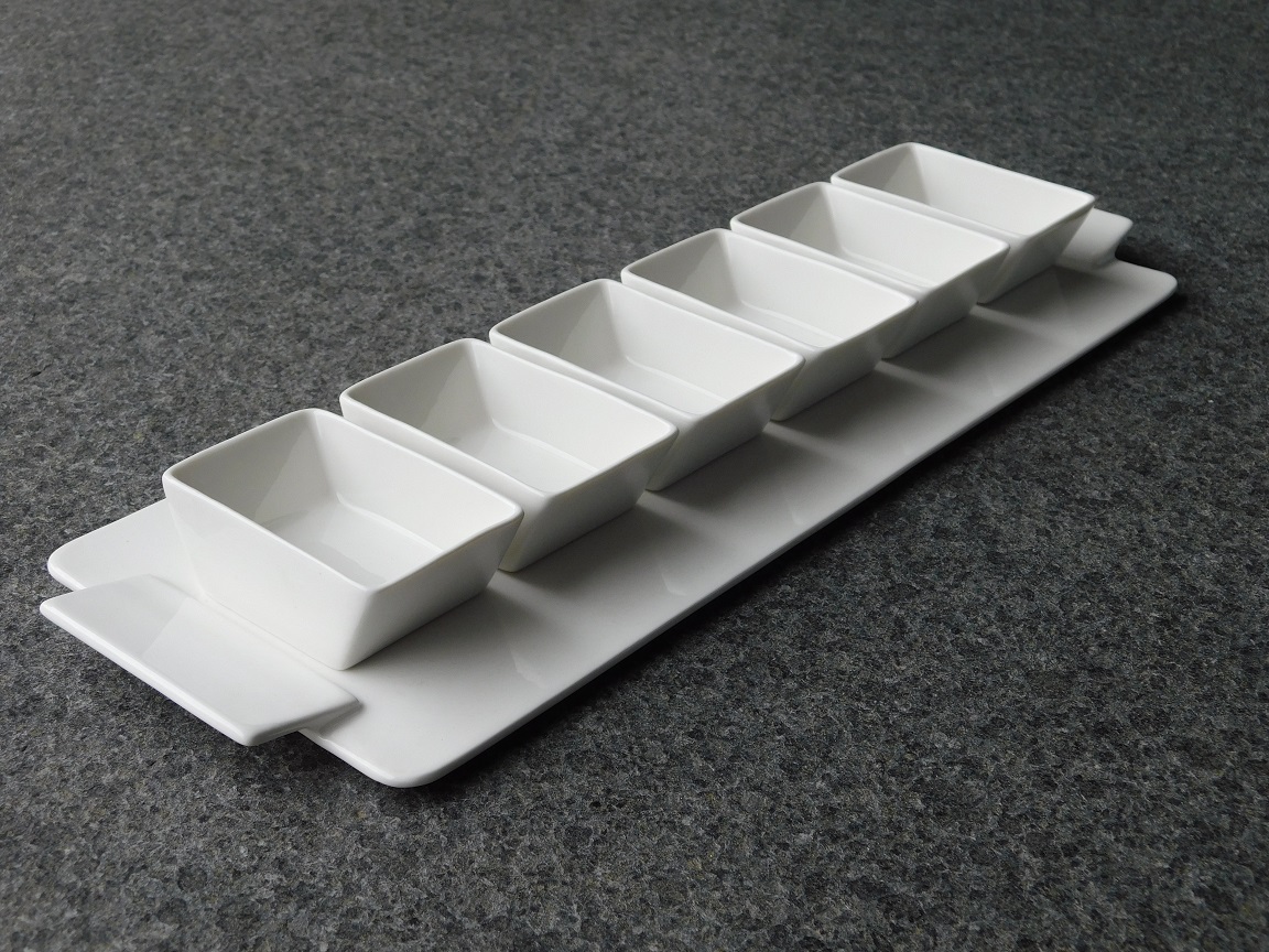 Snack & Dip set - porcelain - seven pieces