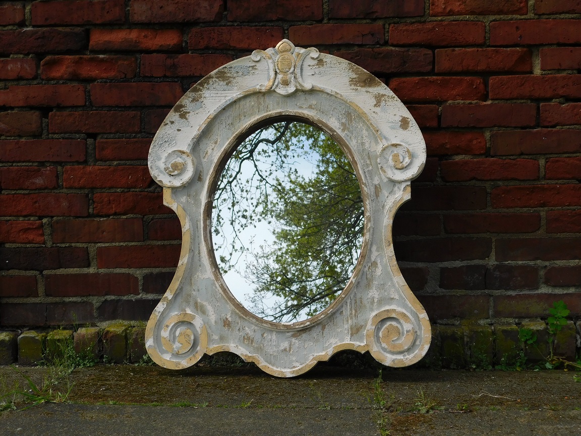 Large mirror - whitewash - wood