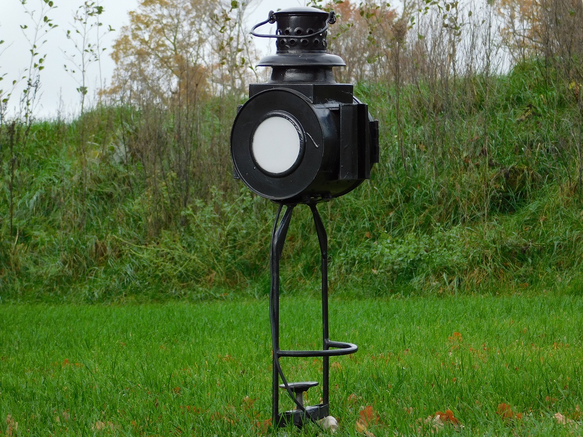 Antique Osmeka Railway Lantern with Lamp - Upright - 90 cm