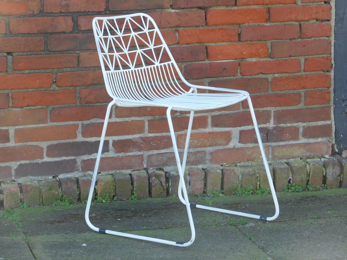 Chair - old white - metal