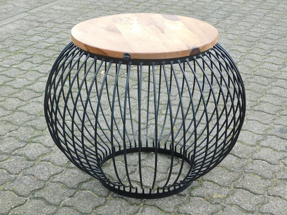 Tisch rund - aus Mangoholz und Metall - Industriedesign