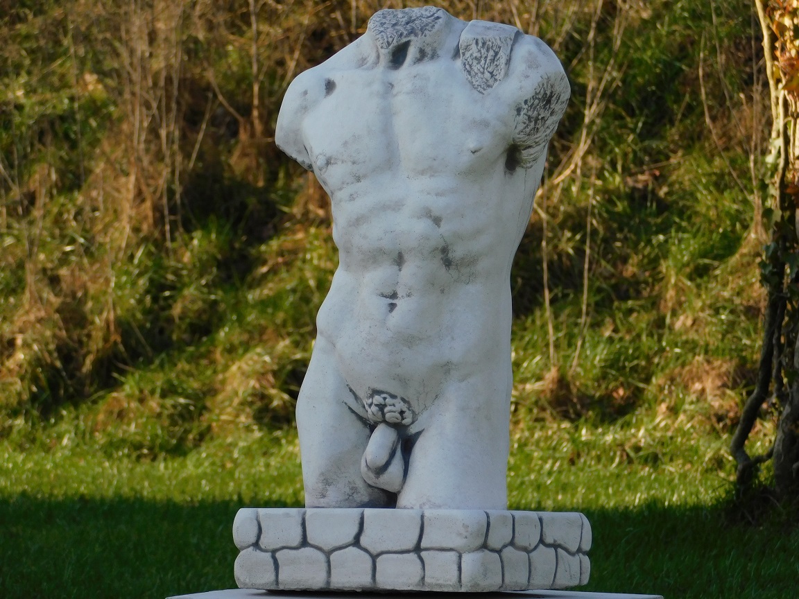 Man Torso on Pedestal - 100 cm - Solid Stone