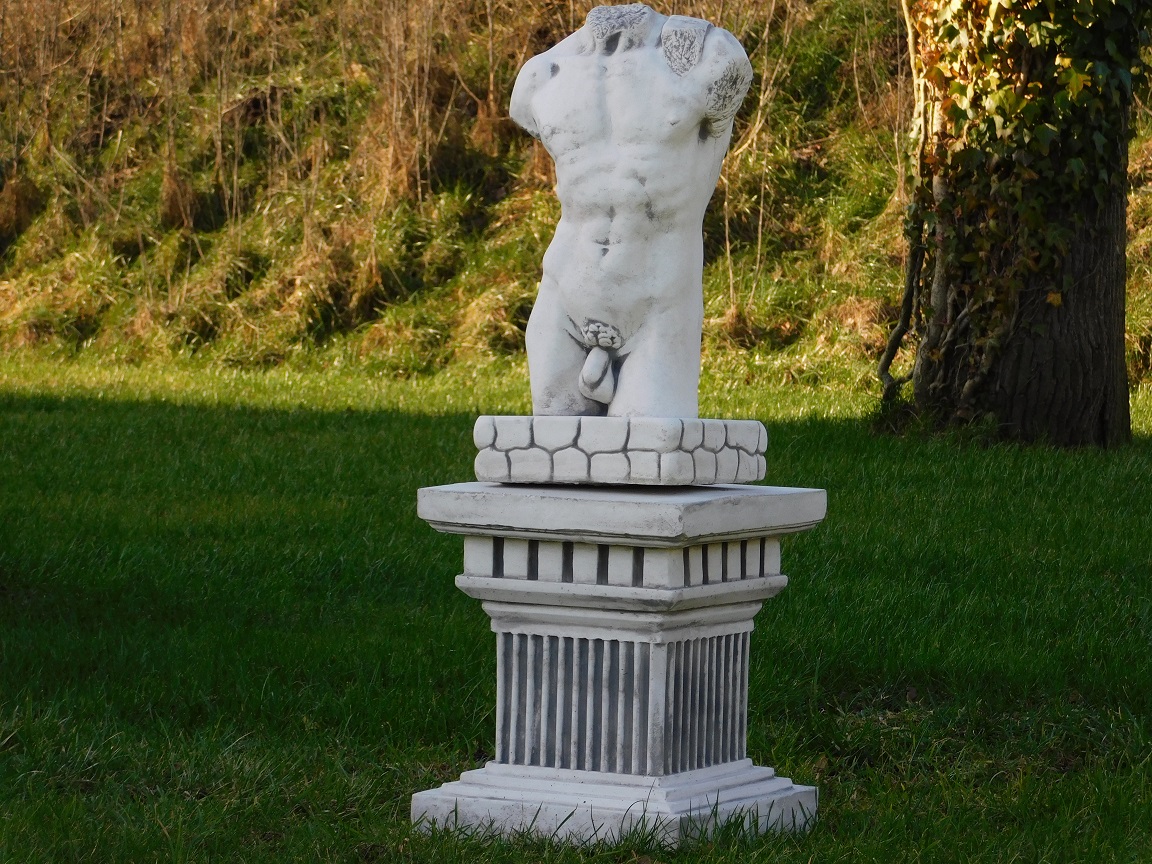 Man Torso on Pedestal - 100 cm - Solid Stone
