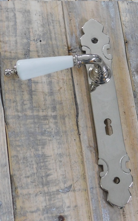 Set deurklinken met deurplaten BB 72 - gepolijst nikkel - keramische greep
