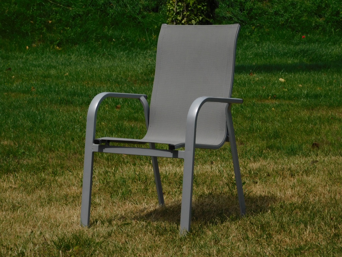 Still 2 in stock: Garden chair - Silver grey - Aluminium with Textileen - Stackable