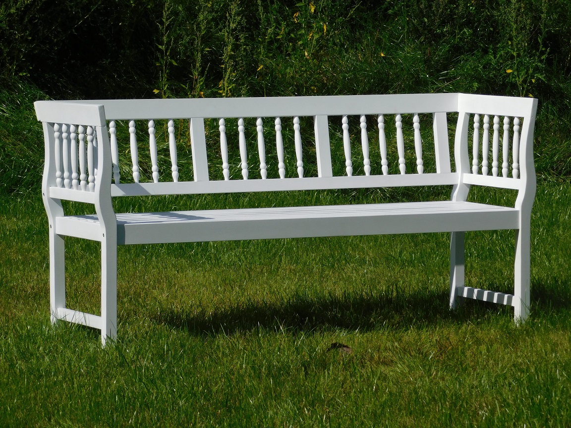 Classic Garden Bench 3-Person - Hardwood - White