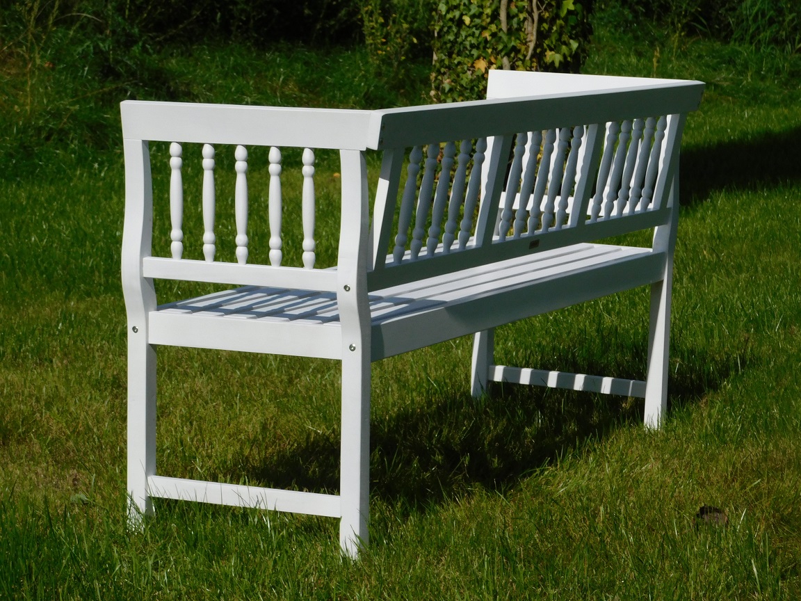 Classic Garden Bench 3-Person - Hardwood - White