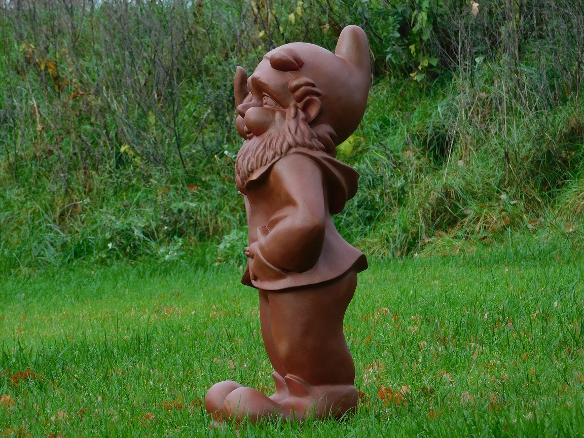 Garden gnome Middle finger XL - 80 cm - Brown - Polystone