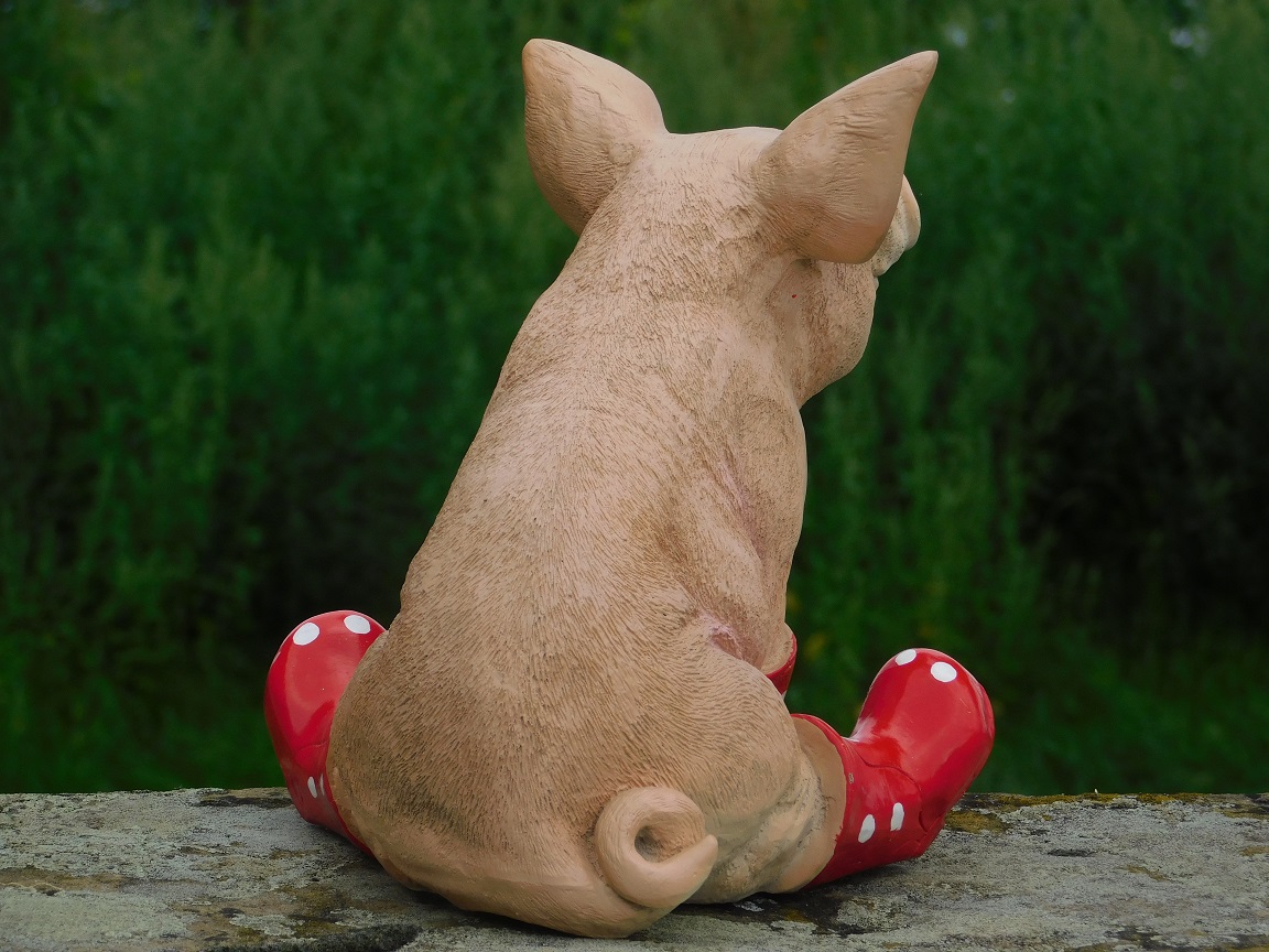 Botte de cochon petit rouge 39 cm de haut - polyester - polyrésine -  polystone 