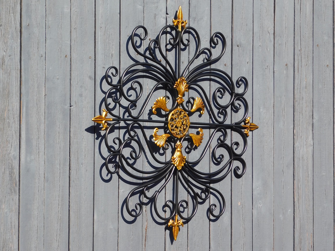 Wall ornament Vivere - window grille - black with gold - wrought iron