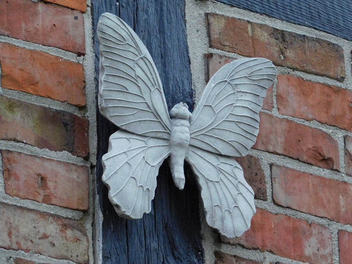 Vlinder van Steen - Wanddecoratie - Incl. Haakje