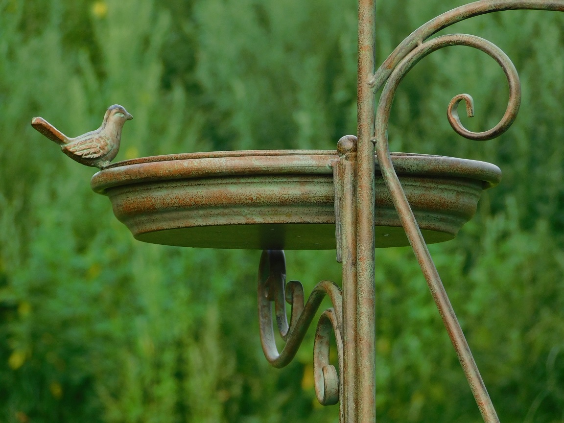 Dekorative Vogeltränke und Pflanzenständer - Eisen - Grünbraun