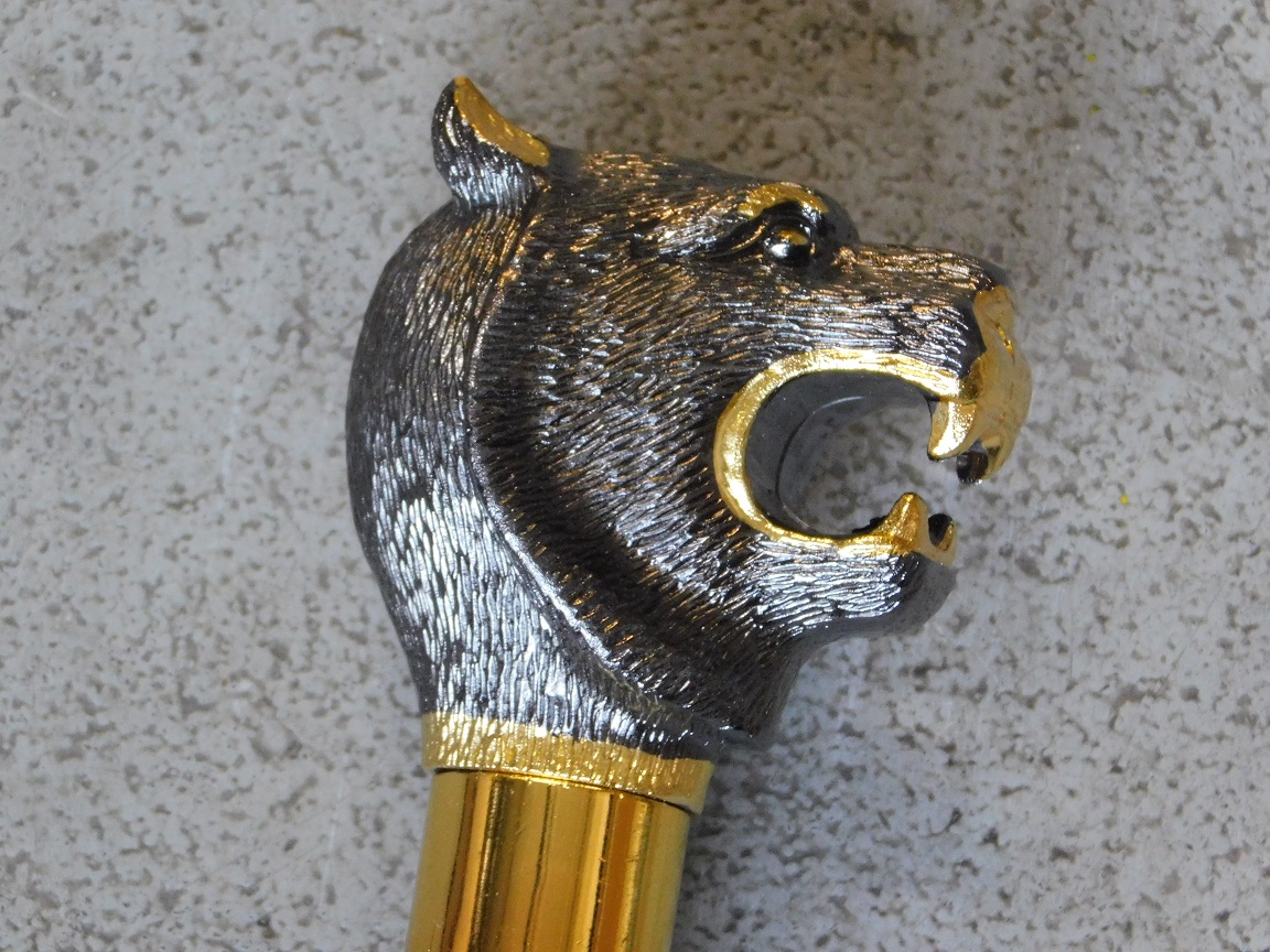 Walking stick Tiger - Alu with Brass handle - 90 cm