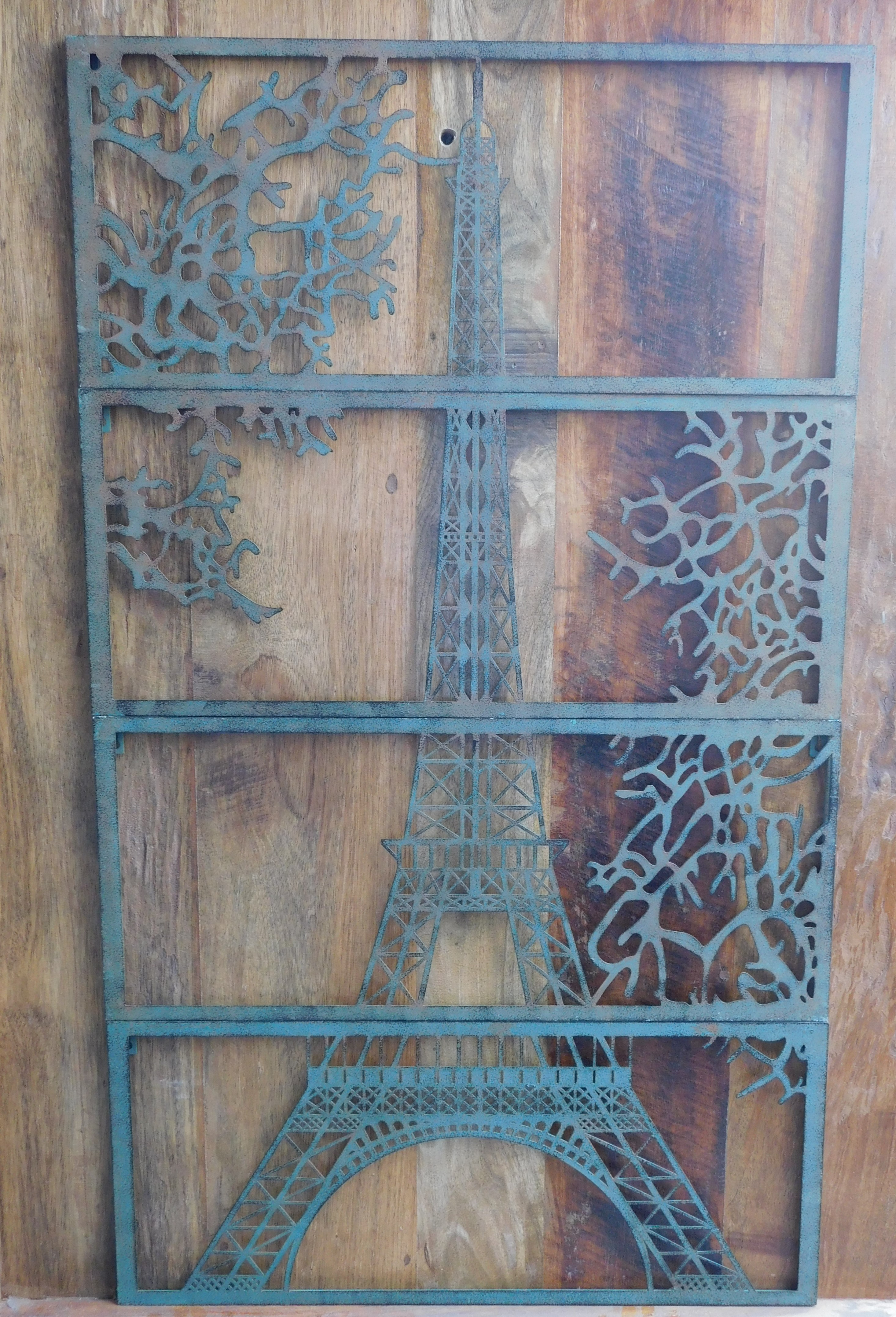 Groot metalen wandornament, 4 delen, de Eiffeltoren, Parijs, wanddecoratie