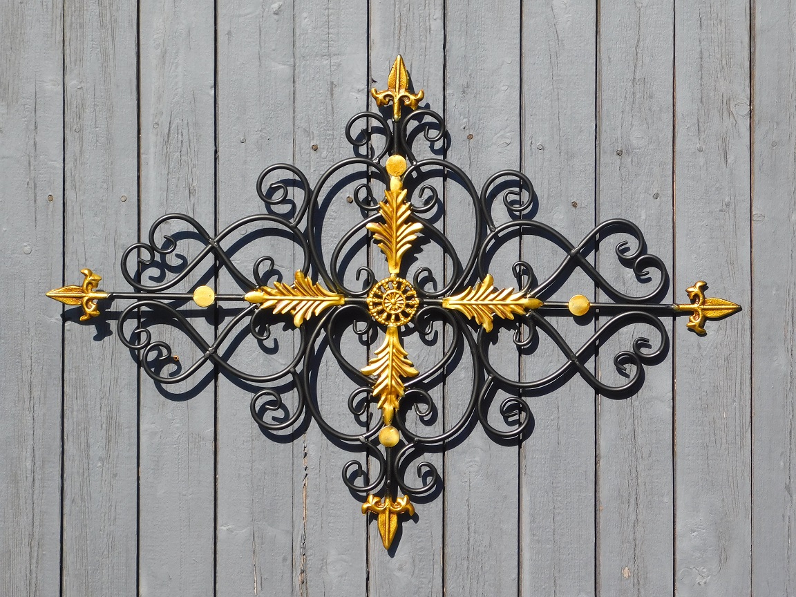 Wall ornament Vie - window grille - black and gold - wrought iron, only 2