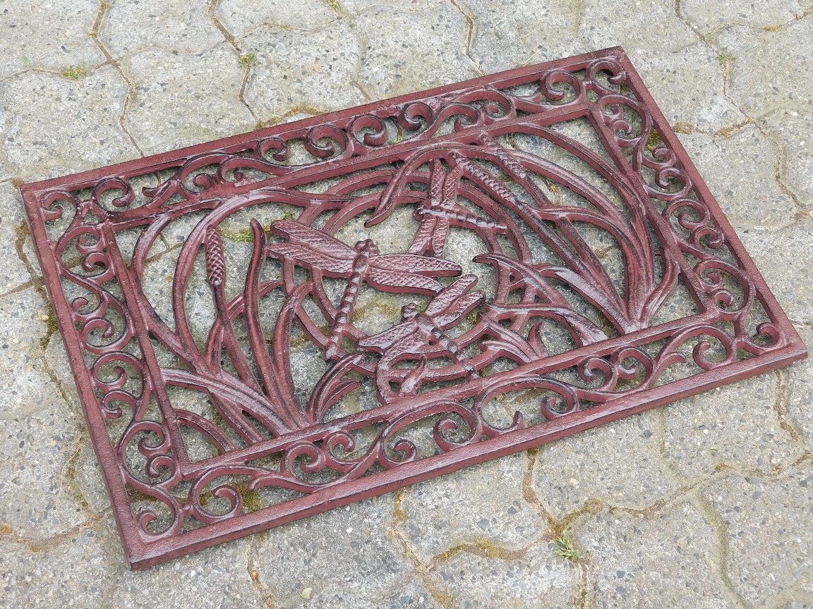 Wall ornament / doormat with dragonflies - cast iron