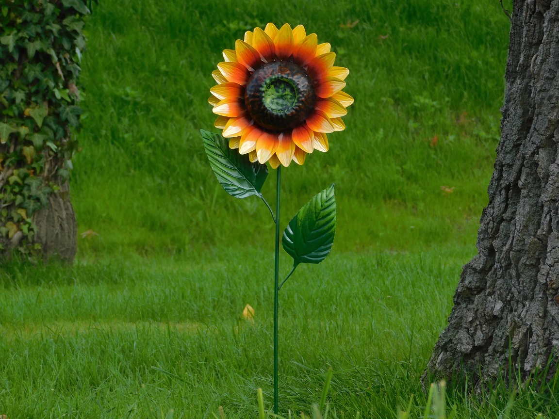Handmade Sunflower - garden stick 84 cm - metal