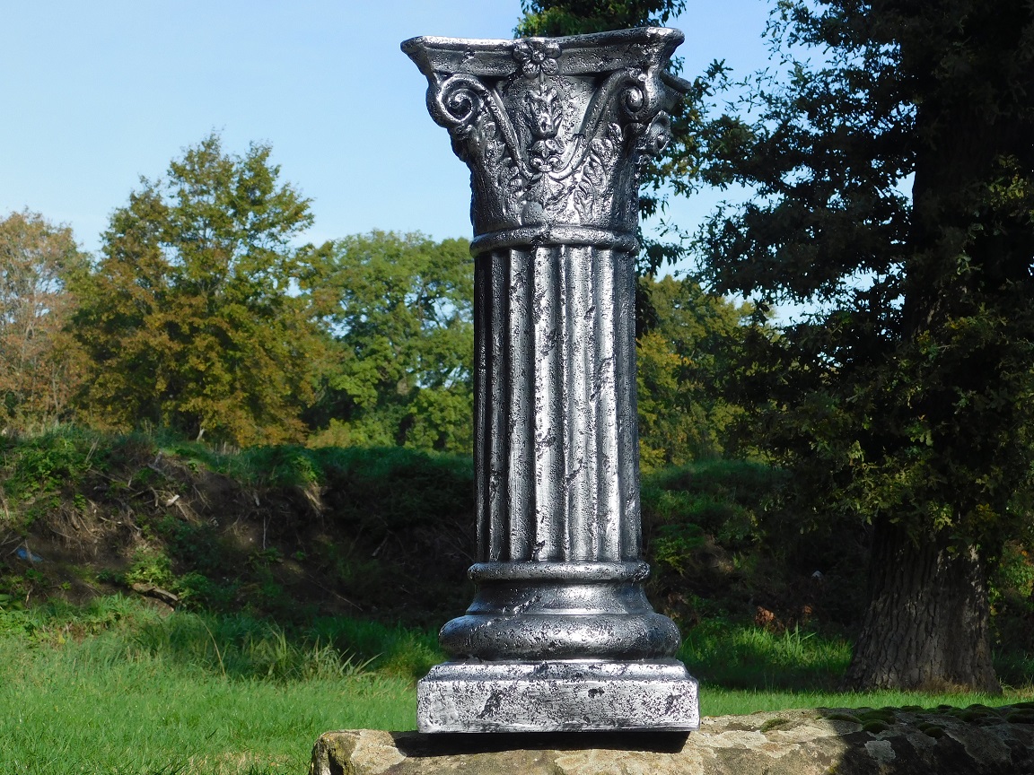 Pedestal - column - silver - polystone