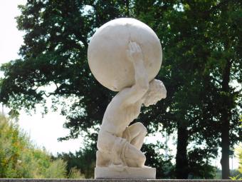 Beeld van Atlas - 70 cm - Vintage look - Polystone