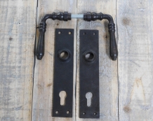 Set deurbeslag - donkerbruin - ijzer - PZ 92