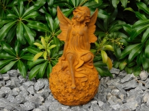 Besondere Statue einer Elfe auf einer Blumenzwiebel, Gusseisen, sehr detailliert!