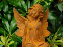 Besondere Statue einer Elfe auf einer Blumenzwiebel, Gusseisen, sehr detailliert!