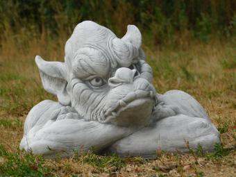 Gargoyle XL – Volledig Steen – 42 cm Breed – Tuinbeeld