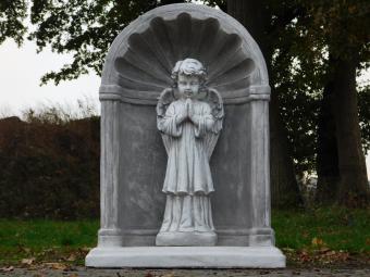 Large Classic Prayer Chapel with Praying Angel – approx. 95 x 70 cm – Stone