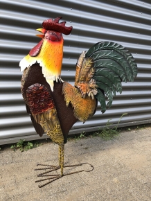 Prachtige grote forse metalen haan, echt een facinerend kunstwerk, 160 cm!! PRACHTIG!!