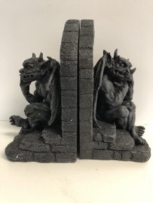 Boekensteun set Guargoyle, zeer apart en heel fraai!