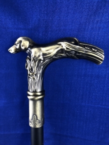 Spazierstock aus Aluminium mit Hundegriff aus Messing