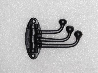 Swiveling Coat Hook (3-Hook) – Black Iron – Movable Wall Hook